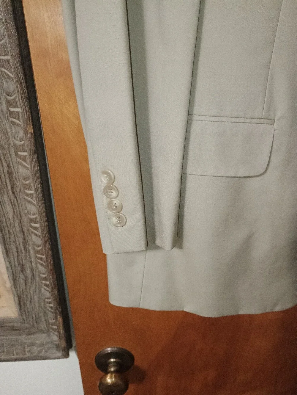 Tom Rich Classic Men's Light Beige Suit 44R Blazer 38R Pants Measurements in pic